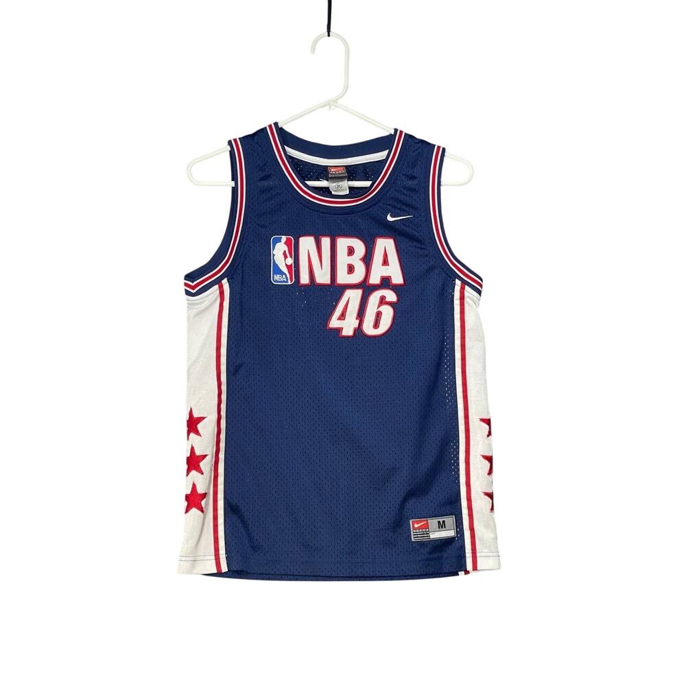 NIKE NBA 46 YOUTH NAVY BASKETBALL ALLSTAR STITCHED‎ JERSEY MEDIUM 12/14